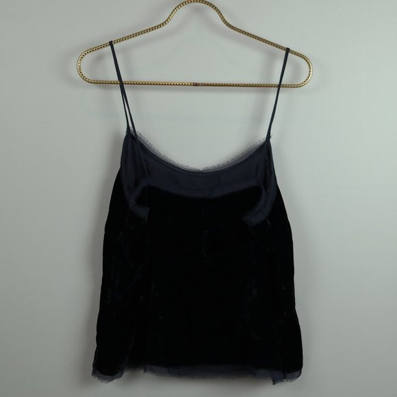 H & M Blue Velvet Spaghetti Strap Top Eyelash Edge - Picture 5 of 7